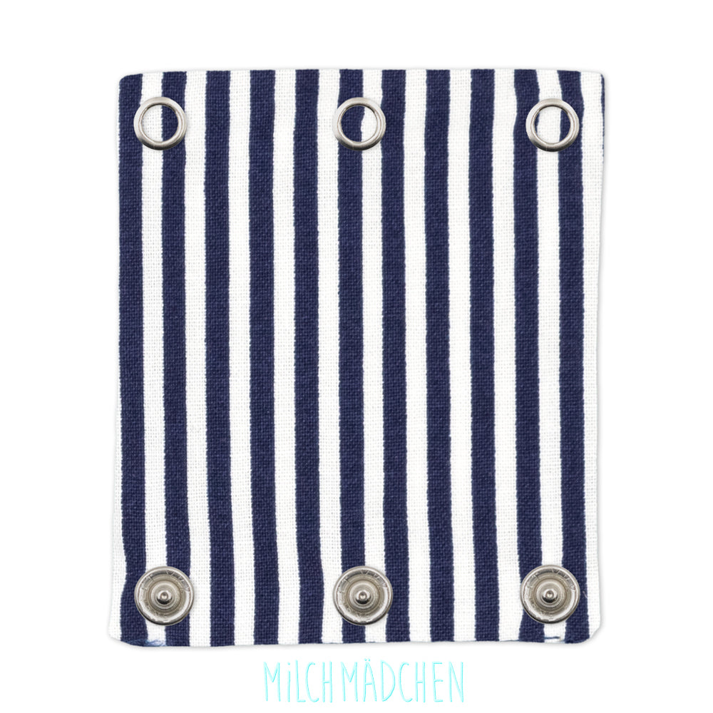 Milchmädchen Bodyverlängerung (Bodyerweiterung) einzeln im Design Streifen Navy – Größe 2 (Druckknopf Ø 9,1 mm)