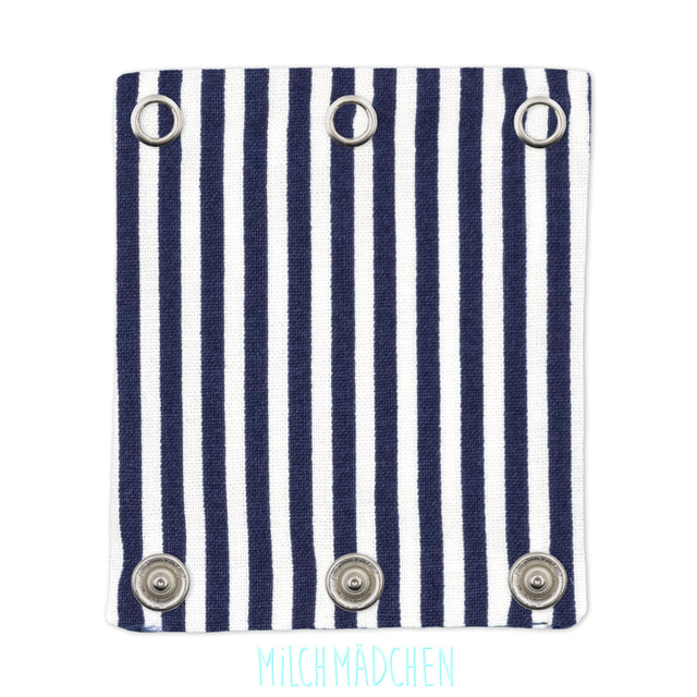 Milchmädchen Bodyverlängerung (Bodyerweiterung) einzeln im Design Streifen Navy – Größe 2 (Druckknopf Ø 9,1 mm)