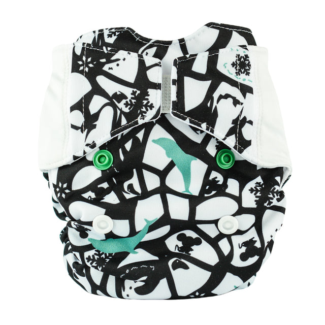 Mommy Mouse AIO Komplettwindel Newborn (2,5–7 kg) im Design Adelia mit Klettverschluss, Ansicht von vorn