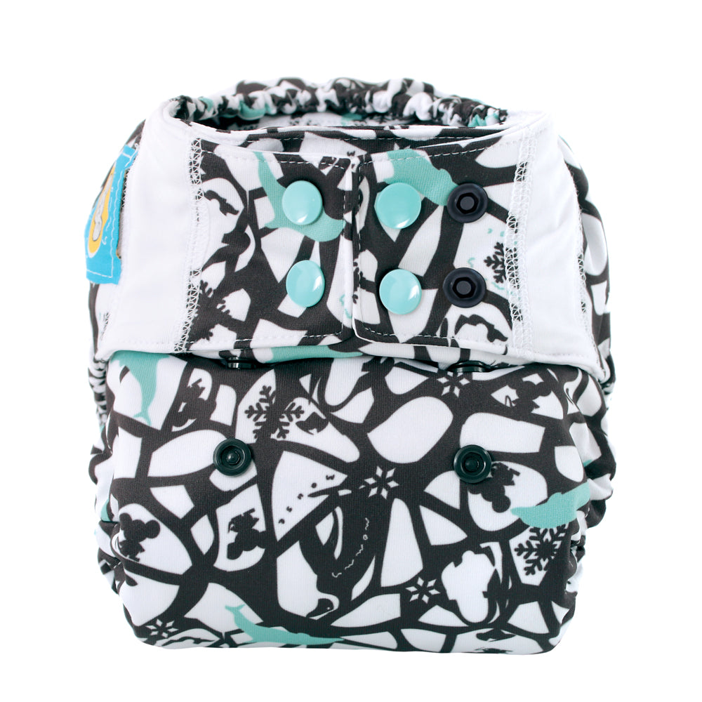 Mommy Mouse Pocketwindel One Size (4–16 kg) im Design Adelia von vorn, mit Druckknöpfen