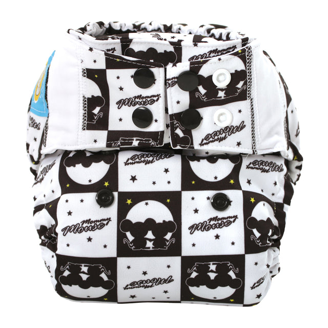 Mommy Mouse Pocketwindel One Size (4–16 kg) im Design Luna von vorn, mit Druckknöpfen