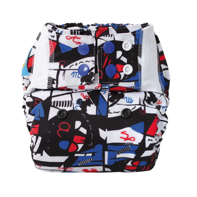 Mommy Mouse Pocketwindel One Size (4–16 kg) im Design Pablo von vorn, mit Druckknöpfen