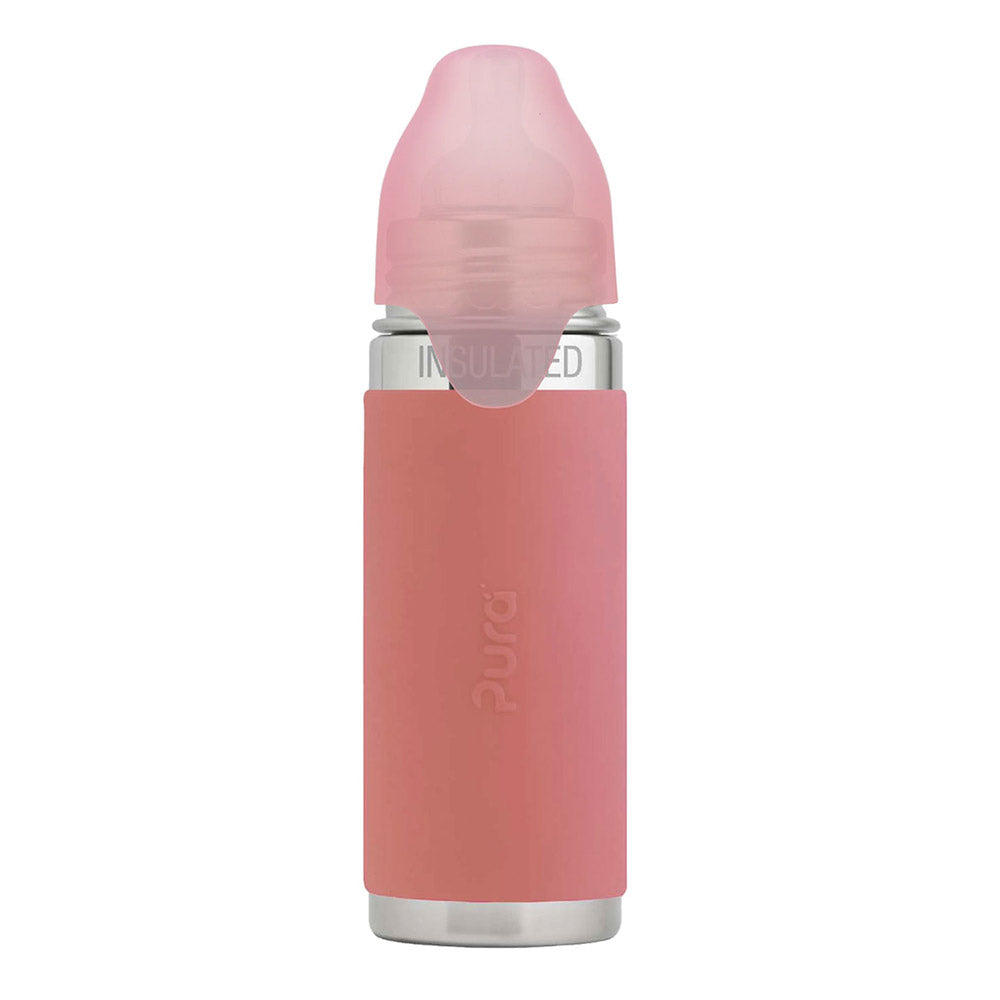 Pura Kiki isolierte Edelstahl-Flasche 250 ml mit Weithalssauger – im Design Rosé