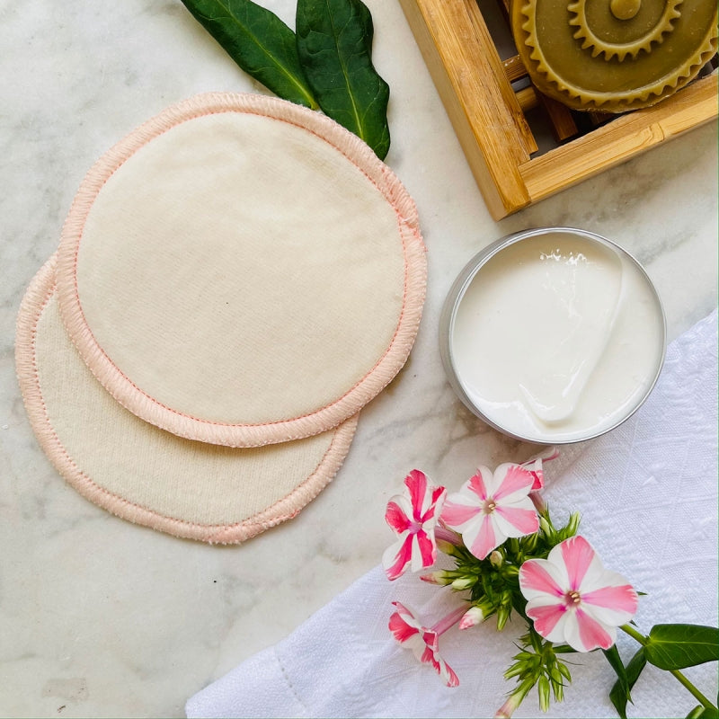 Teby Pink - waschbare Zero-Waste Reinigungspads (Abschminkpads) - Baumwollsamt