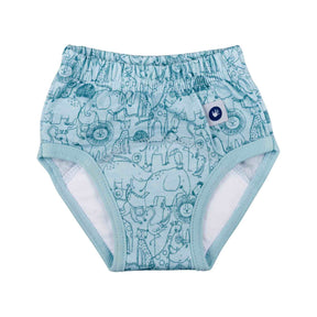 XKKO Trainingsunterhose aus 100 % Bio-Baumwolle im Design Safari Mountain Spring von vorn, mit Saugkern im Schritt