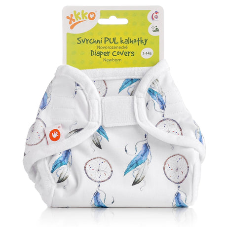 XKKO PUL-Überhose Newborn (2–6 kg) im Design Traumfänger von vorn, mit Klettverschluss und doppelten Beinbündchen