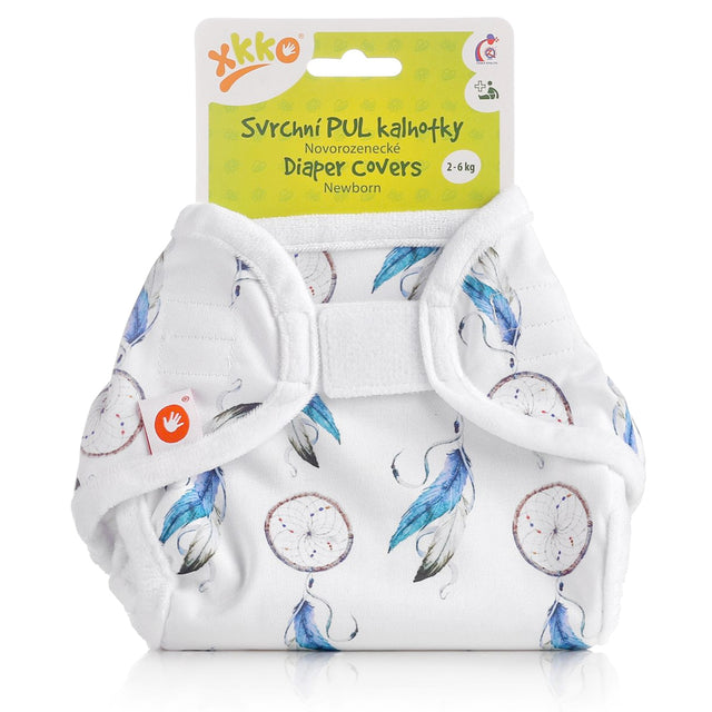 XKKO PUL-Überhose Newborn (2–6 kg) im Design Traumfänger von vorn, mit Klettverschluss und doppelten Beinbündchen