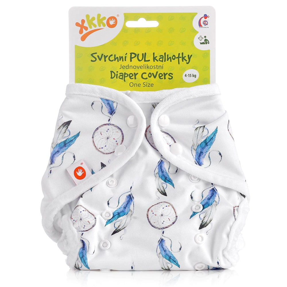 XKKO PUL-Überhose One Size (4–15 kg) im Design Traumfänger von vorn, mit Druckknöpfen und doppelten Beinbündchen